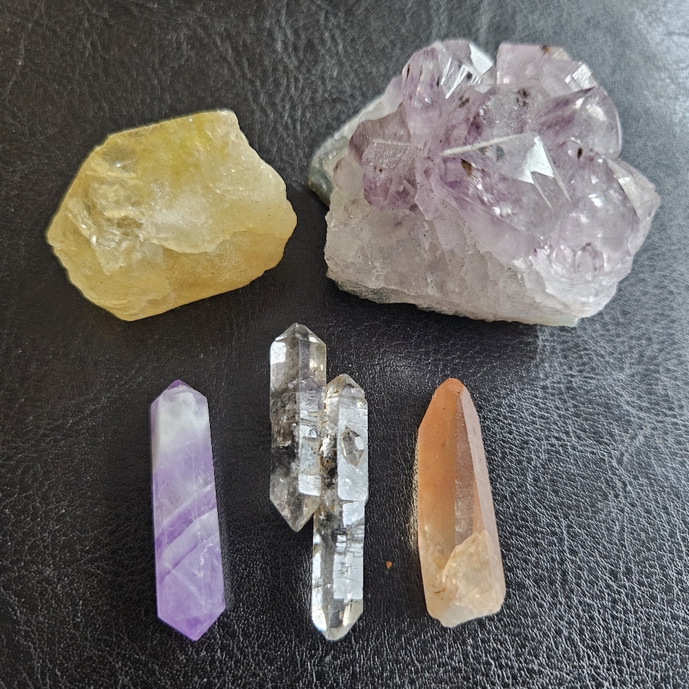 Genuine crystals lot amethyst citrine quartz